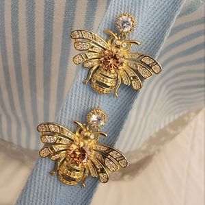 eye candy Los Angeles crystal bee statement earrings